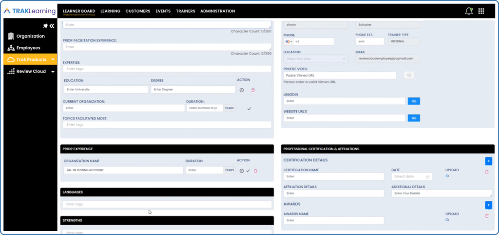 Manage trainer usage rates and ratings.